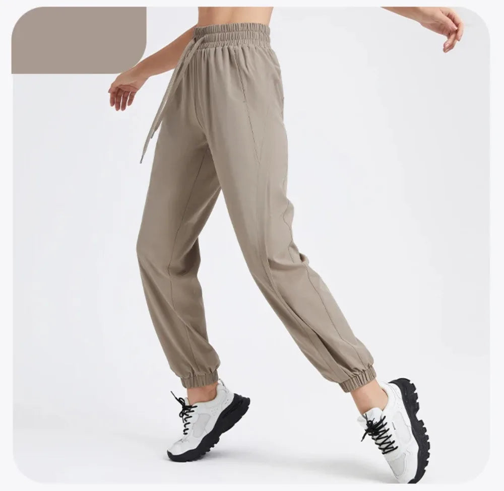 Elastic Waist Yoga Pants for Women Loose-Fitting Workout Pants Wide-Leg Drawstring Closure Stretchy High Waisted Jogging Jogger