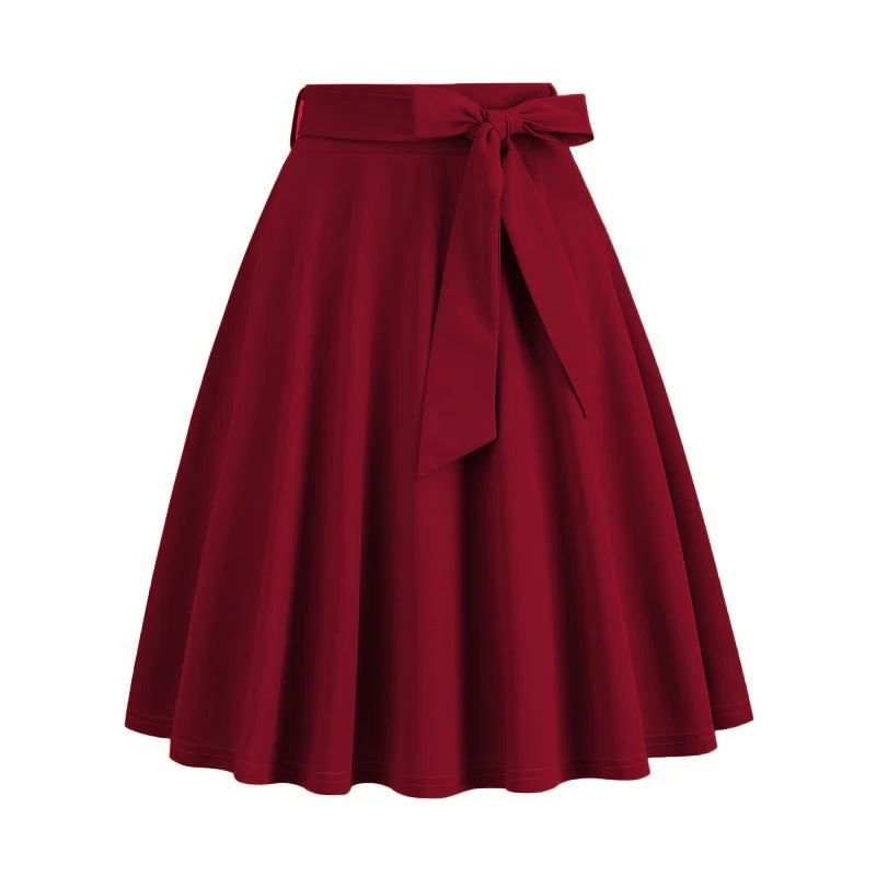 Skirts Women 2025 selling summer solid color sashes vintage Herben-style stranding skirts women's clothing