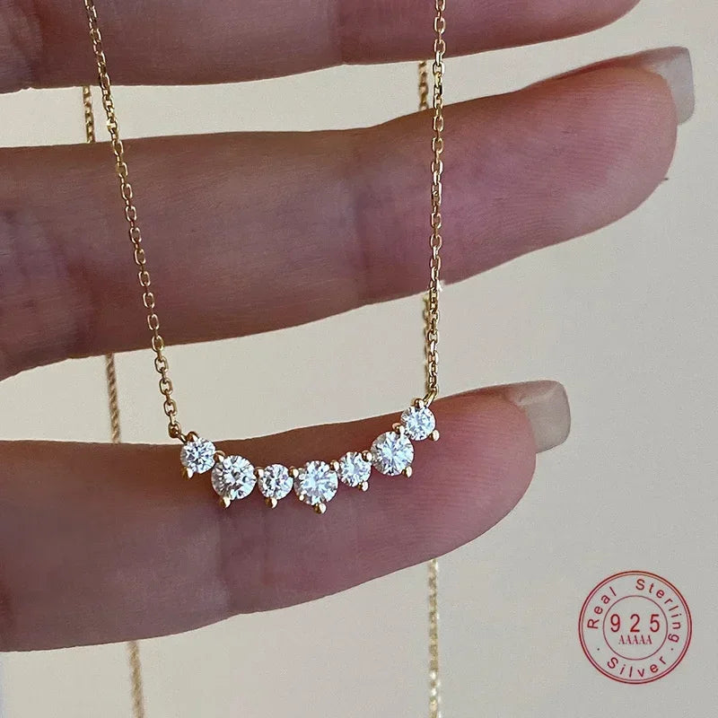 Necklace with geometric pendant CZ silver plated 925 or 18 carats, exquisite jewelry for women, wedding day, gift
