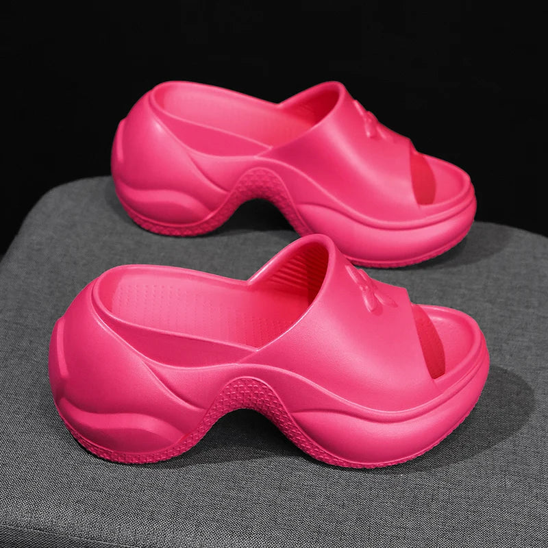 Women's Shoes 35-40 Spring Platform Clover Slippers High Heels Breathable Sandals Street Casual Shoes New Soft Soles