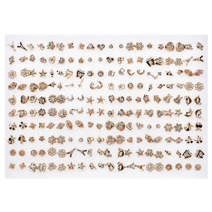 New Fashion 100 Pairs/Lot Colorful Rhinestone Mutiple Styles Random Stud Earrings For Women Lady Simple Couple Friends Earwear