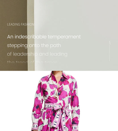 Women Dresses Party Dresses Retro Shirt Dress Long Sleeved Belt Single Row Buckle Layered Skirt Hem Design Casual Dresses