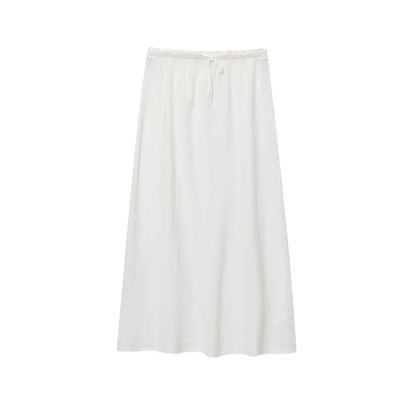 Women's Skirt New Fall 2025 Solid Color Drawstring Design Skirt Skirt Casual Fashion Personality Versatile