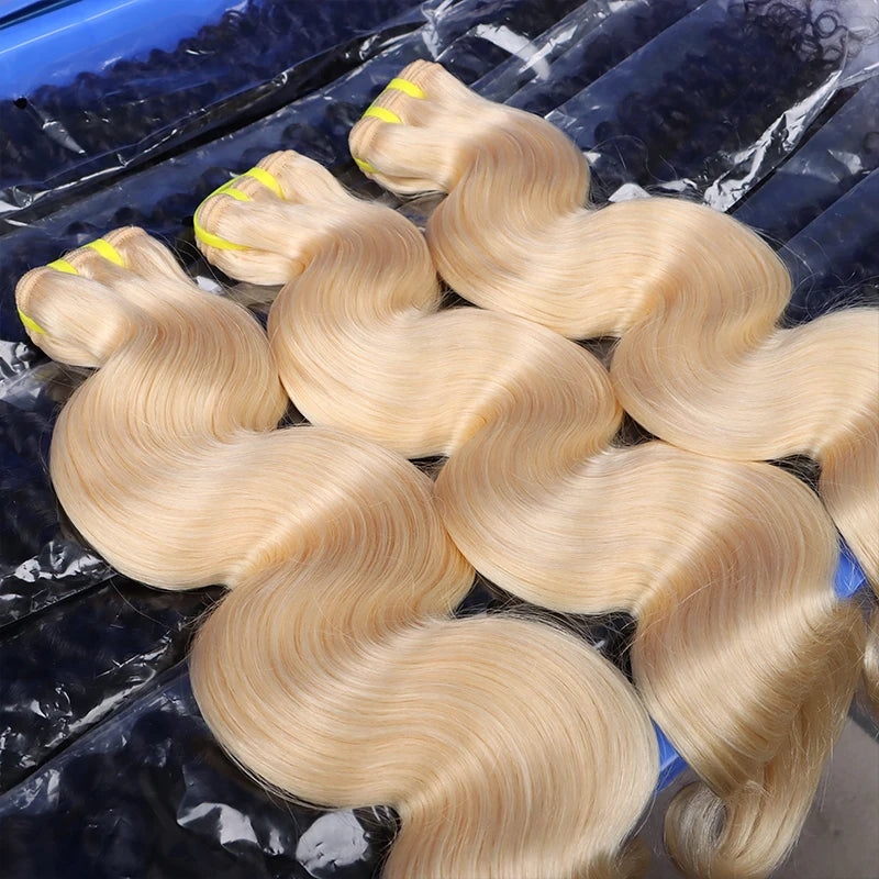 #613 Blonde Body Wave/Straight Hair Bundles Double Drawn Raw Vietnamese Hair Bundles Weave Honey Blonde 100% Human Hair Full