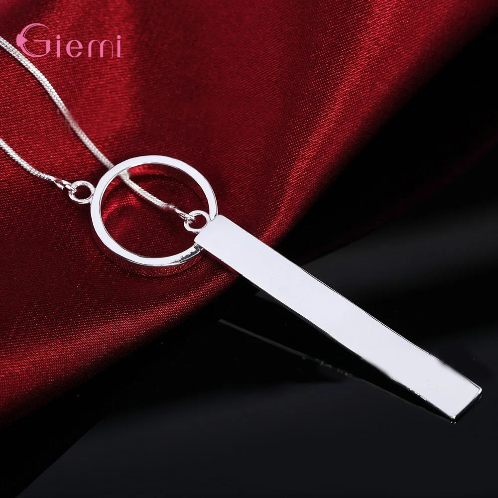 100% 925 Sterling Silver Necklaces For Women Girls Simple Long Tassel Necklace For Wedding Anniversary Party