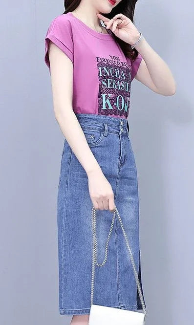 Jeans Skirts for Women Woman Denim Skirt High Waist Midi Maxi Long with Pocket Slit Chubby Modest Quality Luxury Elegant Stylish