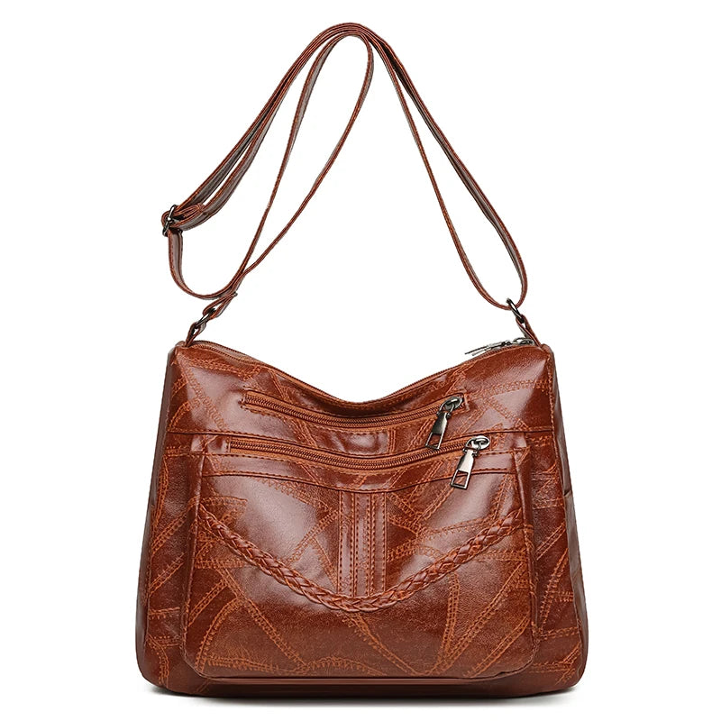 Light Women's Bags for Mom Multi-pocket Design Ladies Crossbody Shoulder Bags Vintage Pu Leather Purses and Handbags Sac A Main