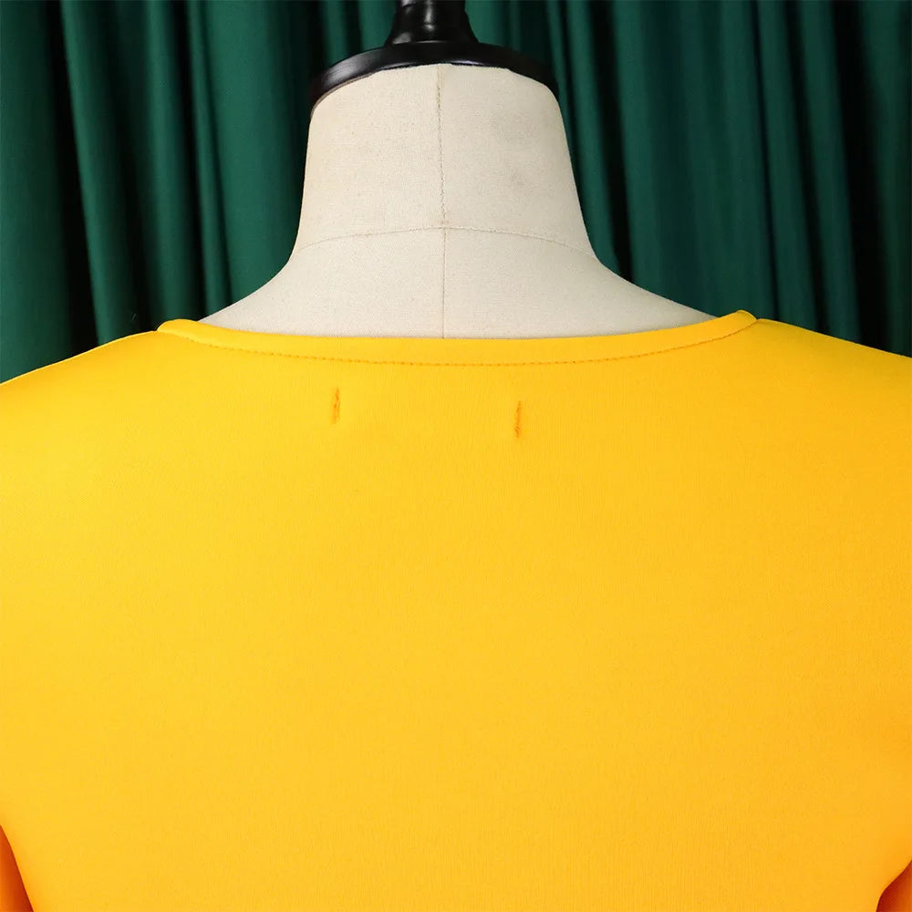 Dress Women Sexy Dresses White Round Neck Flare Sleeve Party Sheath Pleated High Waist Work Elegant Bodycon Mid Length Vestidos