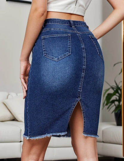 New Arrival High Waist Denim Skirt Women 2025 Fashion Streetwear Slim Bodycon Midi Jean Skirts