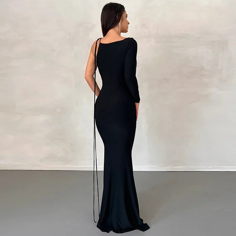 Maternity Dresses Fashionable and Sexy Pure Color One Shoulder Body con Maternity Dress for Photography and Parties