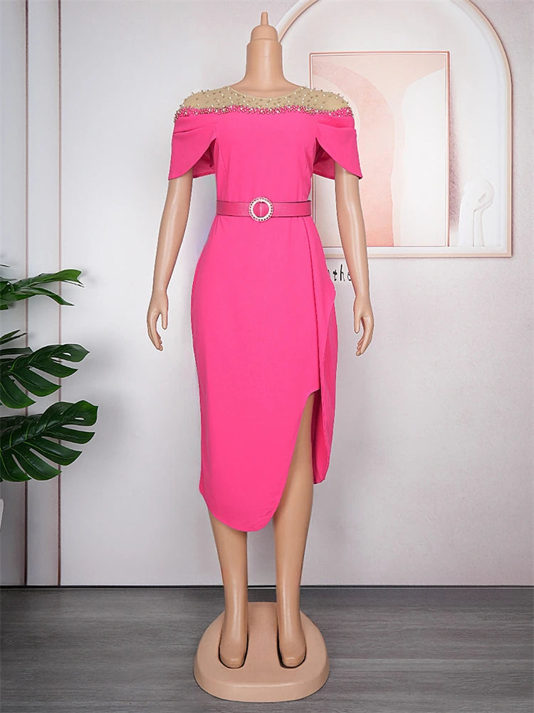 Elegant Party Dresses For Women 2025 Spring Summer Short Sleeve Bodycon Robe African Wedding Prom Evening Dress Ladies Clothing