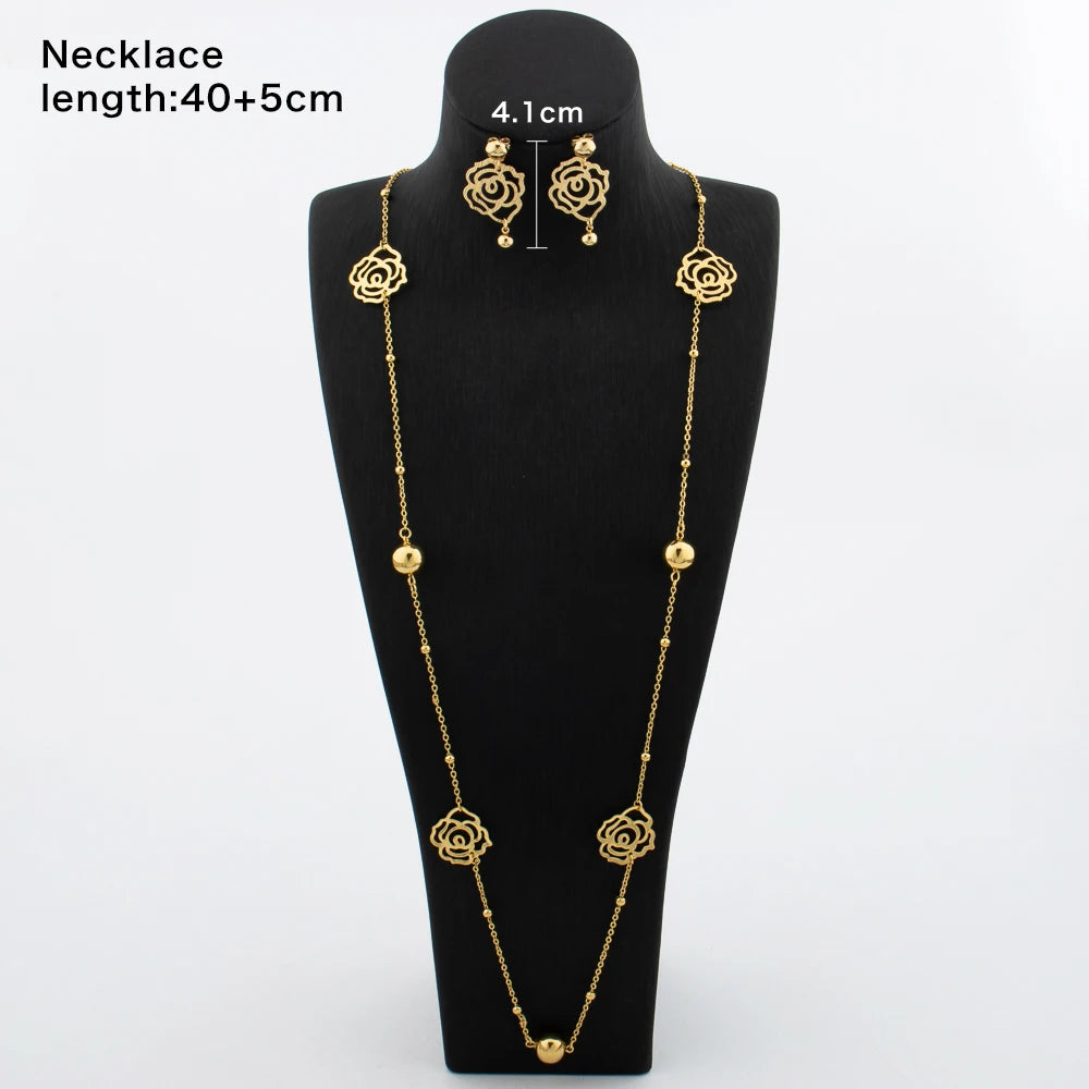 Long Necklaces with Earrings for Women Copper Waist Chain 110mm Vintage Pendant Trendy Wedding Party Jewelry Accessories Gifts