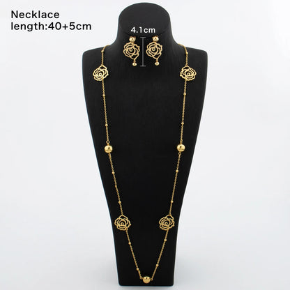 Long Necklaces with Earrings for Women Copper Waist Chain 110mm Vintage Pendant Trendy Wedding Party Jewelry Accessories Gifts