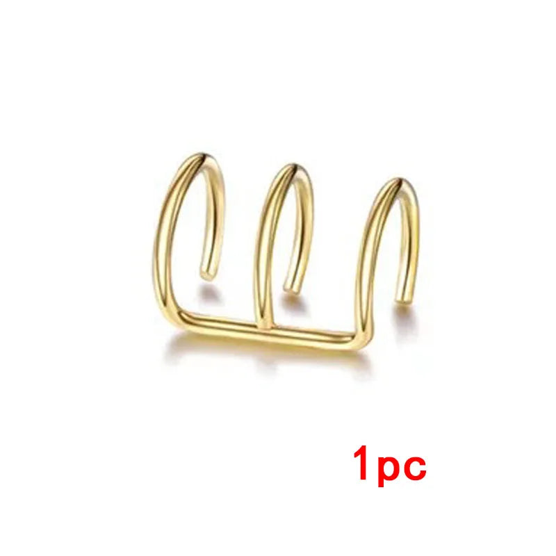Golden Earrings without Piercing Geometric Round Ear Cuff Minimalist Cartilage Earrings Women Simple Jewelry