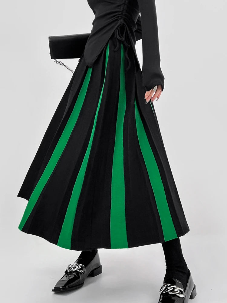 Long Skirts for Women Winter Knitted A-LINE Skirt Black White Luxury Elegant Women's Skirts Fashion 2025 High Waist Slim Skirts