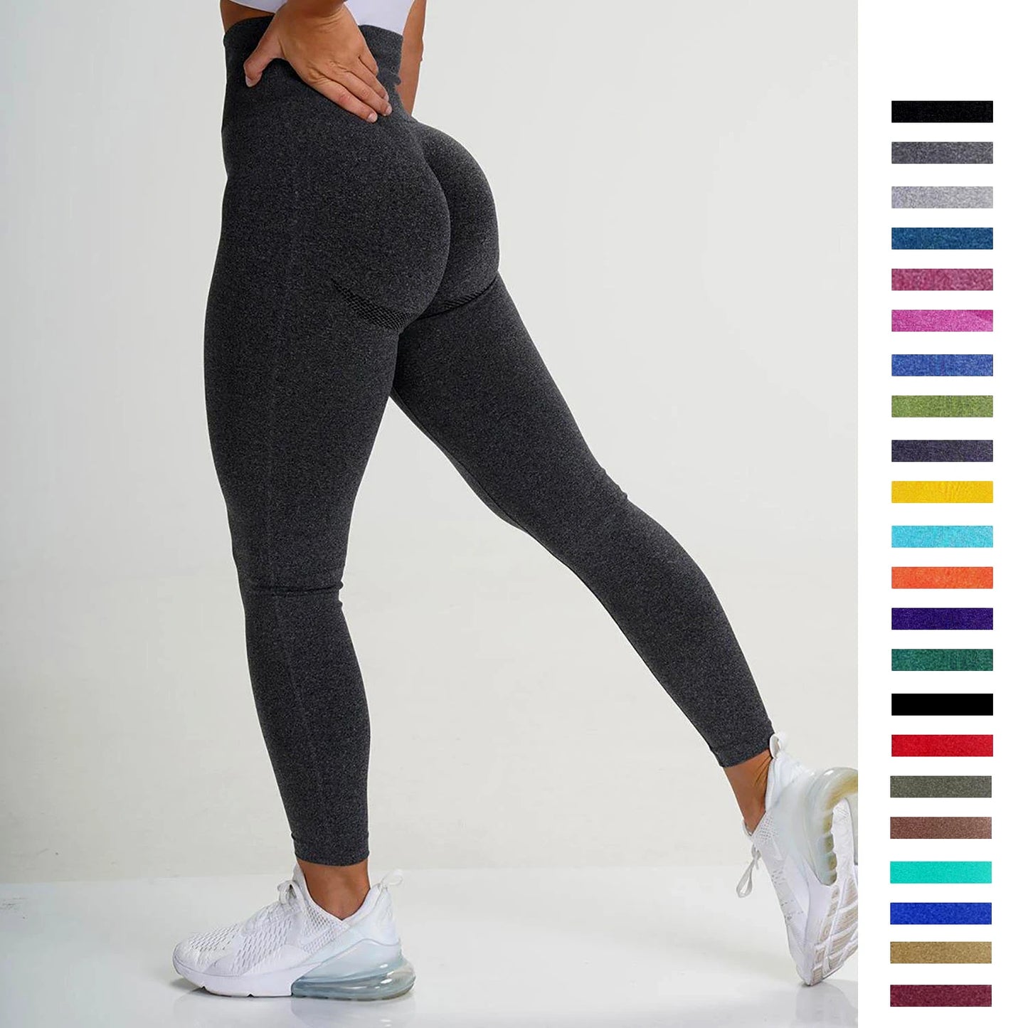 Seamless Yoga Pants Women's Fitness High Waisted Hip Pants Moisture Transferring Exercise Pants Ladies Sexy Hip Showing Solid