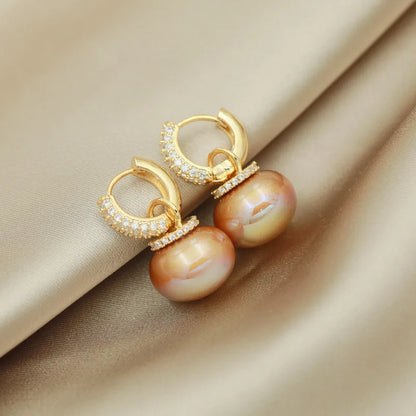 Korean Version High Quality New Atmospheric One Two Wear Colorful Blue Pearl Circle Ear Button Design Eardrop for Girls.