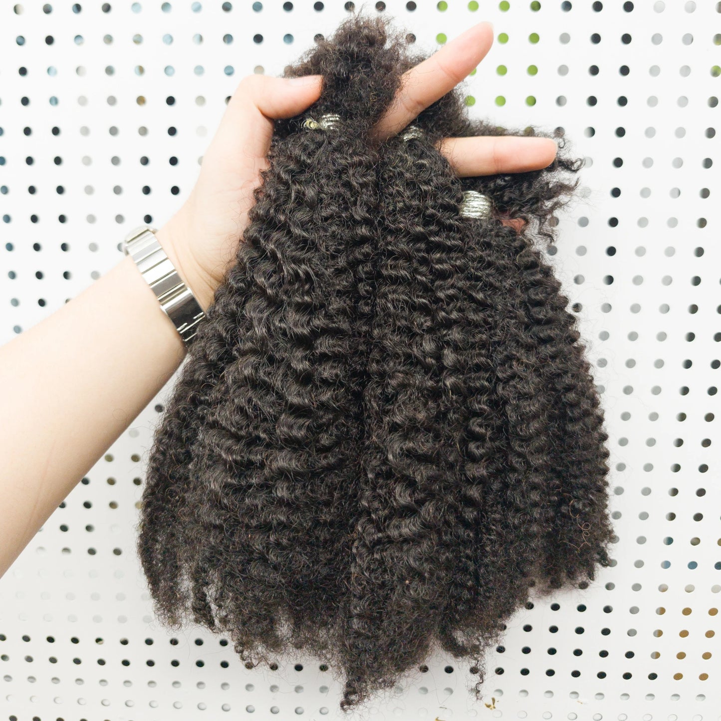 Human Hair No Weft 4C Afro Kinky Curly Virgin Brazilian Human Hair Extensions Weave Bundles Weaving for African Black Women 16"