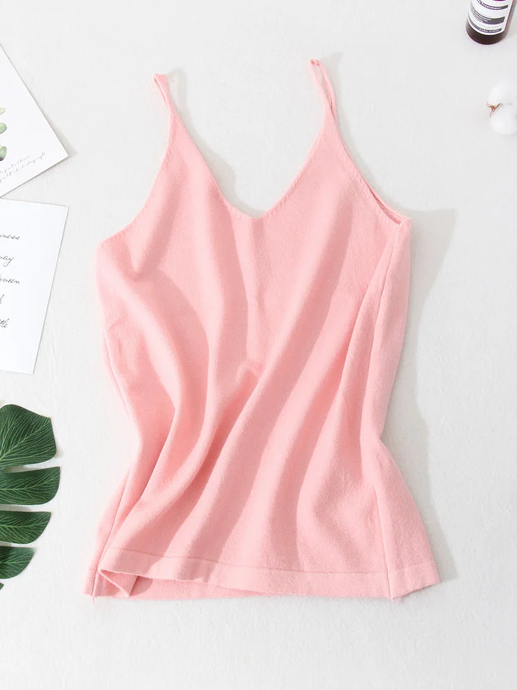 Women Knitted Top Straps Basic Summer Tank Tops For Women 2023 Camisoles T Shirts Women Tops Summer Pulovers Woman Summer Tops