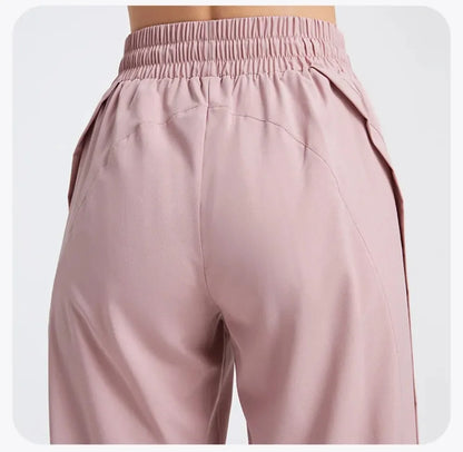 Elastic Waist Yoga Pants for Women Loose-Fitting Workout Pants Wide-Leg Drawstring Closure Stretchy High Waisted Jogging Jogger