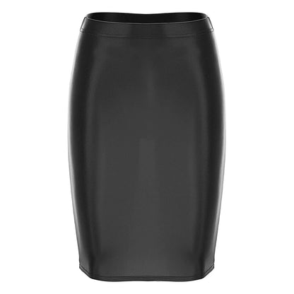 Mini Skirts Skirt For Women Autumn Bodycon Clubwear Glossy Shiny Stretchy Summer Tight Fitting High Waist Knee-length