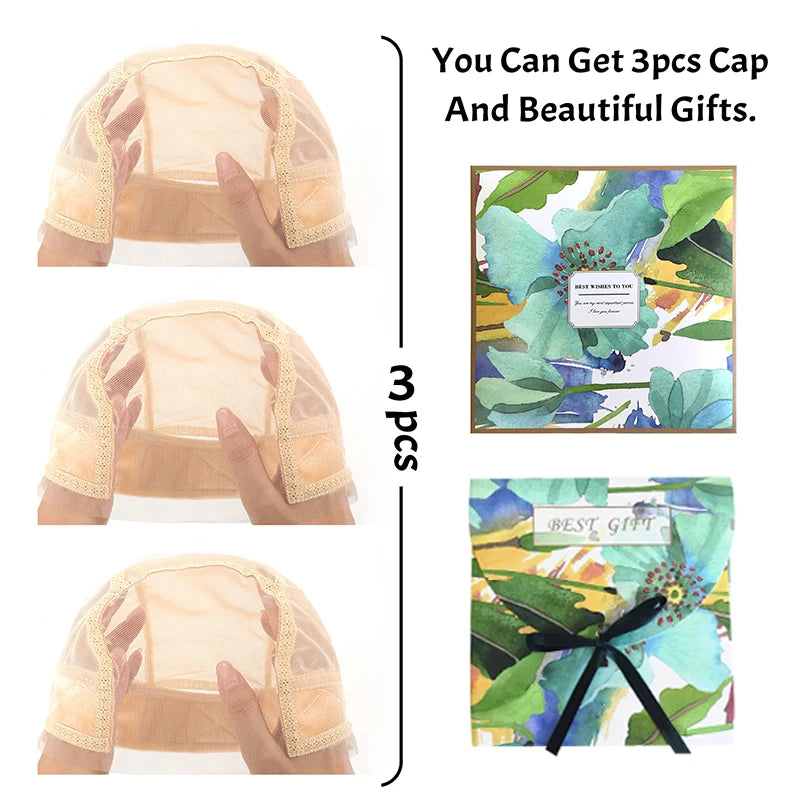 Wig Cap with Grip Band for Keeping Wigs in Place, More Full Cap-wide Transparent Lace for Lace Front Wigs