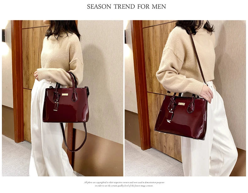 Women Handbags High Quality Patent Leather Women's Bag Fashion Shoulder bag Luxury Tote bag+card package Designer Messenger Bags
