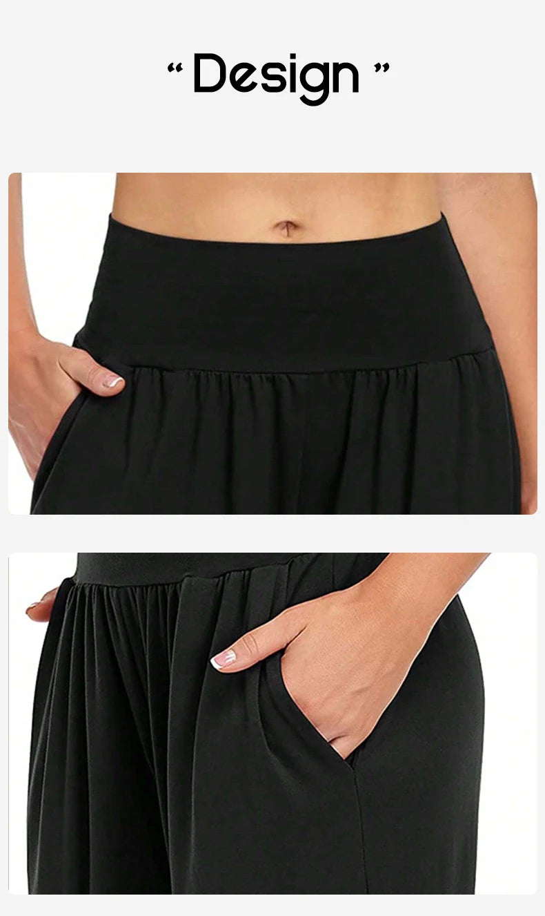 Womens Wide Leg Yoga Pants High Waisted Comfy Casual Loose Pants Workout Plus Size Lounge Sweatpants with Pockets