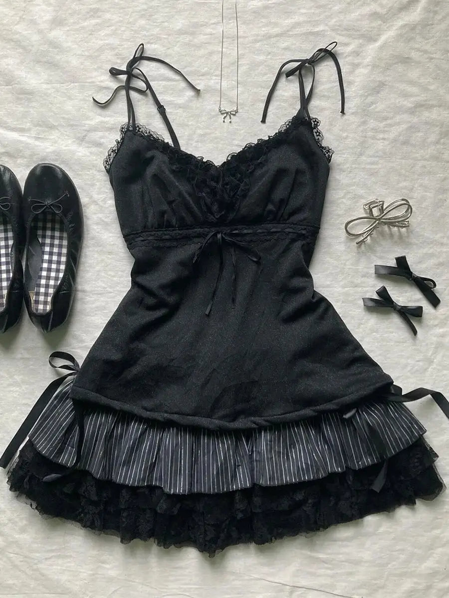Y2k Skirts Summer Sexy Sweet Girl Clothes Bow Punk 2000s Kawaii Casual Cute Skirt Bottom Korea Gothic High waist Women Skirts