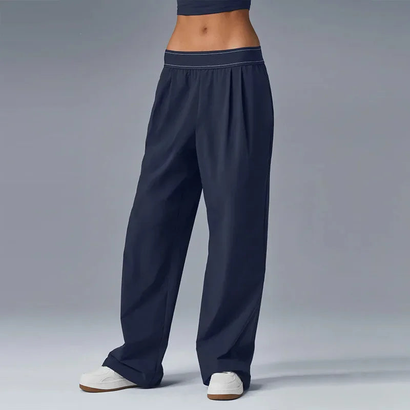 Women's Summer Yoga Pants - High-Rise Quick-Dry Athletic Trousers with Wide Leg for Gym, Travel, Casual Wear