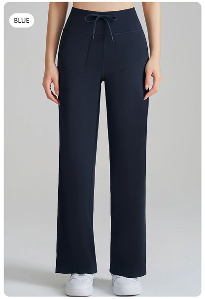 Women's High Waist Stretch Yoga Pants Quick Dry Breathable Loose Running Pants Gym Outdoor Training Pants