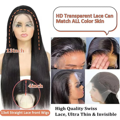 250Densit 13x6 Bone Straight HD Transparent Lace Human Hair Wigs Brazilian 13x4 360 Full Lace Front Wig Human Hair Wig For Women
