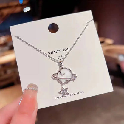 Cute Anime Necklaces For Women Crystal Bear Cartoon Pendant Necklace 2023 Luxury Clavicle Chain Fashion Korean Jewelry Wholesale