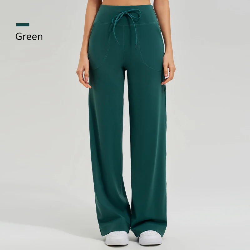 Women's High Waist Stretch Yoga Pants Quick Dry Breathable Loose Running Pants Gym Outdoor Training Pants