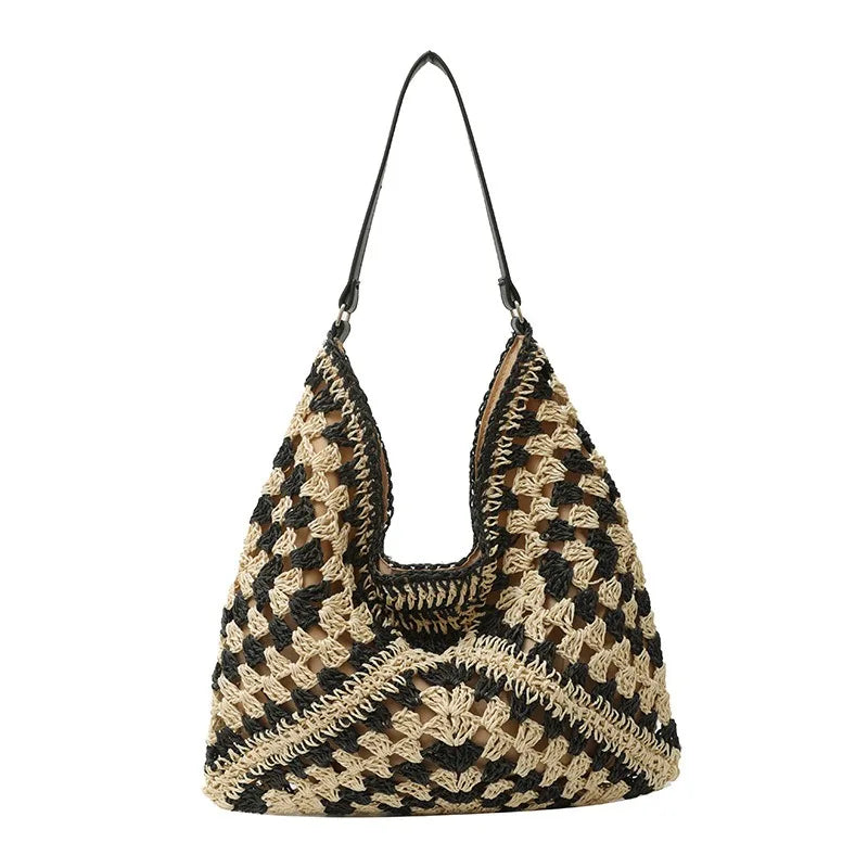 Women Weaving Clutches knit bag Large Portable Shoulder Bag Summer Beach Purses Shopper Satchel Female Tote Bags Handbags