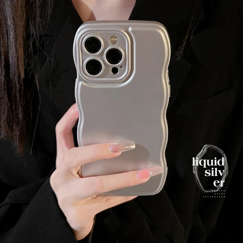 New Men Women Wave Phone Case For iPhone 12 13 14 15 16 Pro Max Shockproof Dissipate Heat Silicone Soft Cases Protective Shell