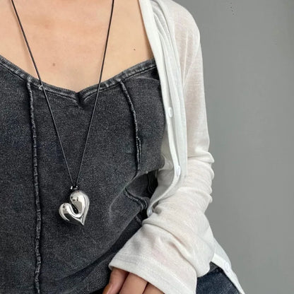 New Heart Pendant Necklaces For Women Vintage 80s Aesthetic Adjustable Pull-out Necklace Fashion Romantic Choker Trendy Jewelry
