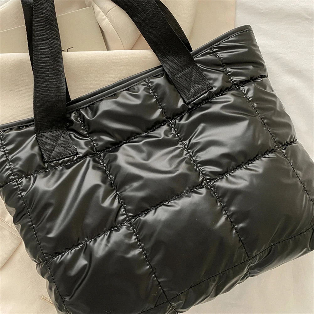 Fashion Tote Handbags for Women Black Large Capacity Soft Rhombus Bags Vinatge Quilted Shoulder Bag Purse for Travel Shopping