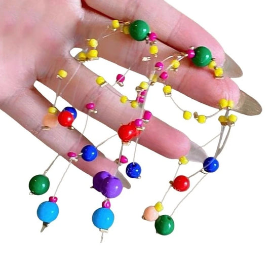 Long Colorful Earrings with Beads Colorful Beaded Earrings Eye Catching Earwear