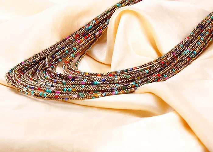 Statement Necklace for Women Collier Femme 2023 Fashion Boho Beads Multi-layer Choker Necklaces & Pendants Bijoux Collares