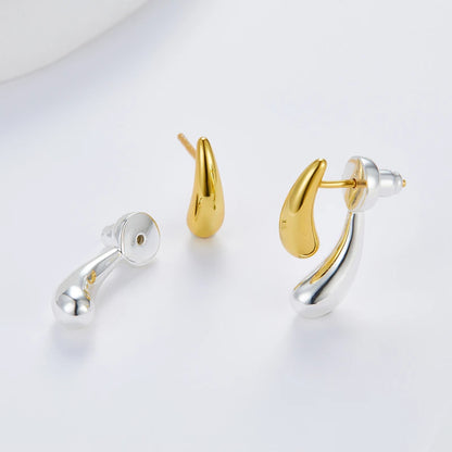 925 Silver Two Tone Plated High Polished Small Stud Earrings For Women Minimalist Trendy Statement Earring Personalized Gift