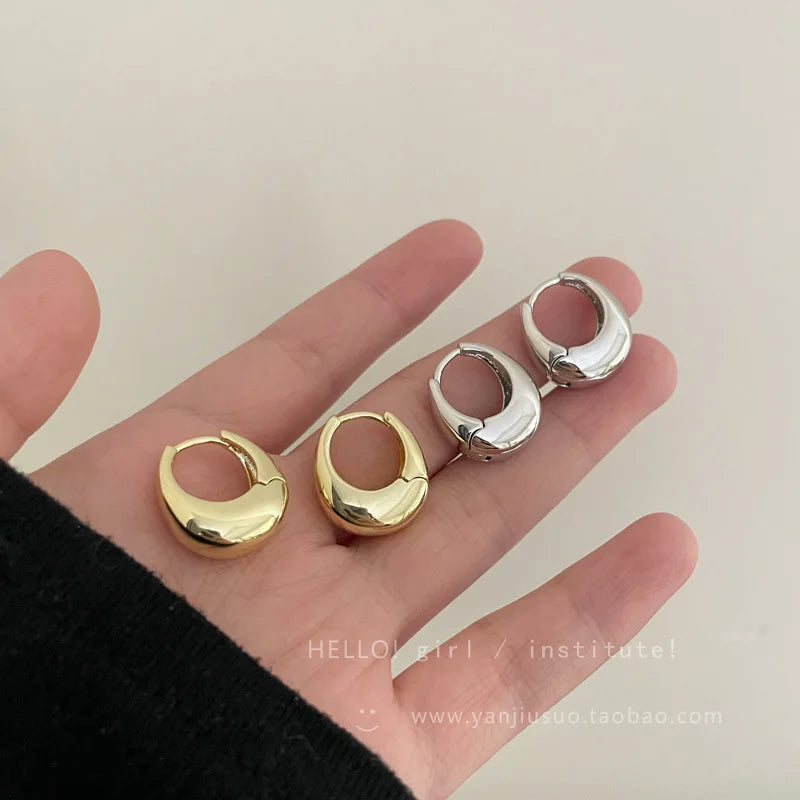 925 Sterling Silver Round Earrings For Women Trendy Metal Hoop Earring Vintage Jewelry Ladies Accessories Wholesale