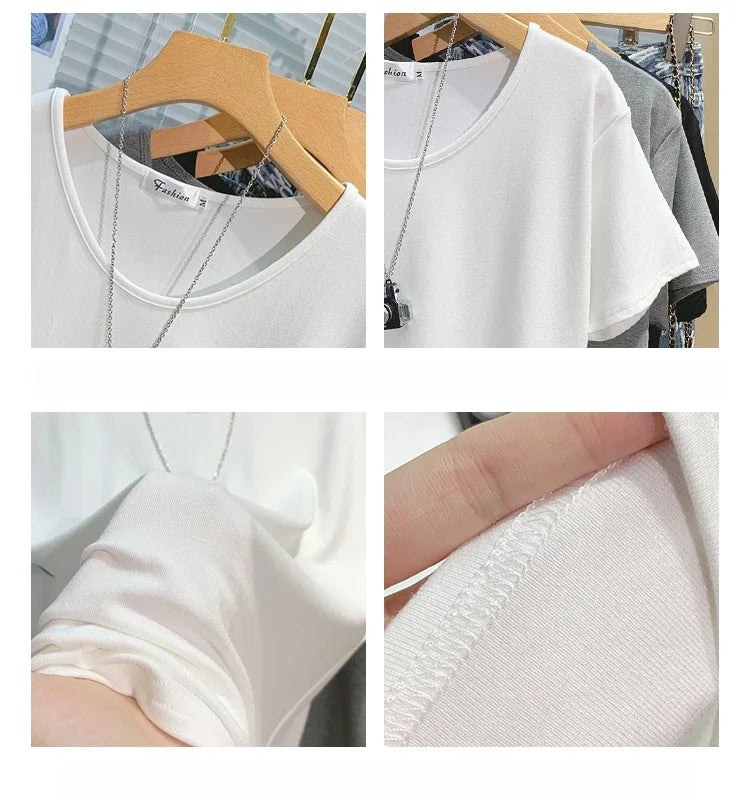 2025 Women T Shirt Girls T-Shirt Woman Clothes Tops Tshirt Female Short Sleeve Spring Tee Sexy Y2k Top White New