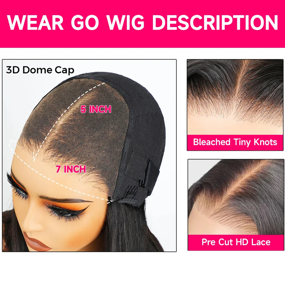 Wear Go Wig ISEE Hair Mongolian Water Wave 7x5 Glueless Preplucked Human Wigs Ready To Go Pre Cut Lace Easy Install HD Lace Wigs