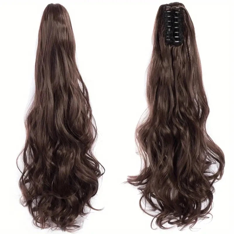 Wig female curly hair big wavy ponytail with grab clip