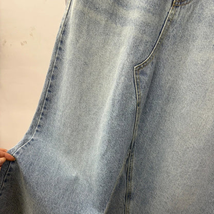 Long Denim Skirt Women 2024 Summer New Arrivals Heart Pattern High Waist A Line Jean Skirt For Women Streetwear Maxi Skirts