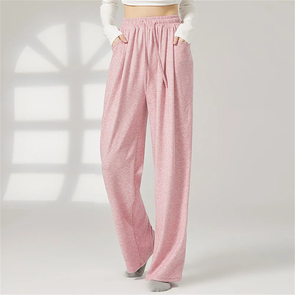Women Loose Yoga Pants Autumn Soft Drawstring High Waist Modern Dance Sport Wide Leg Clothes Classical Dancing Training Trousers
