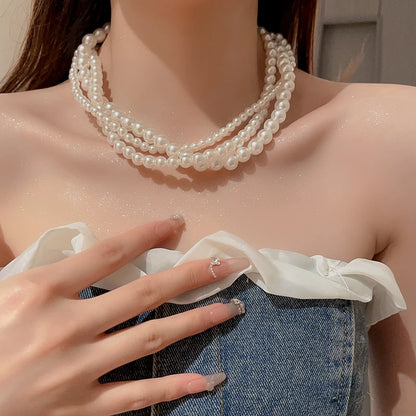 Imitaition Pearl Necklace for Women Simple Fashion Collarbone Chain White Choker Necklaces Designer Wedding Jewelry Wholesale