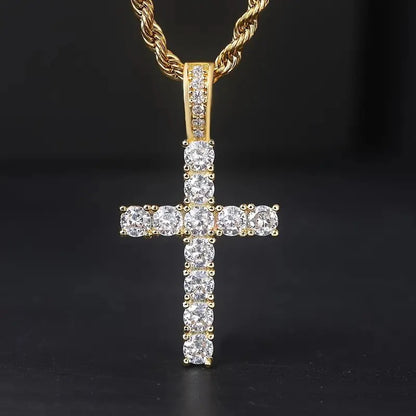 Huitan 60Cm Twisted Chain Long Necklace for Women/Men Fashion Luxury Cubic Zirconia Cross Pendant Necklace Gift Love Accessories