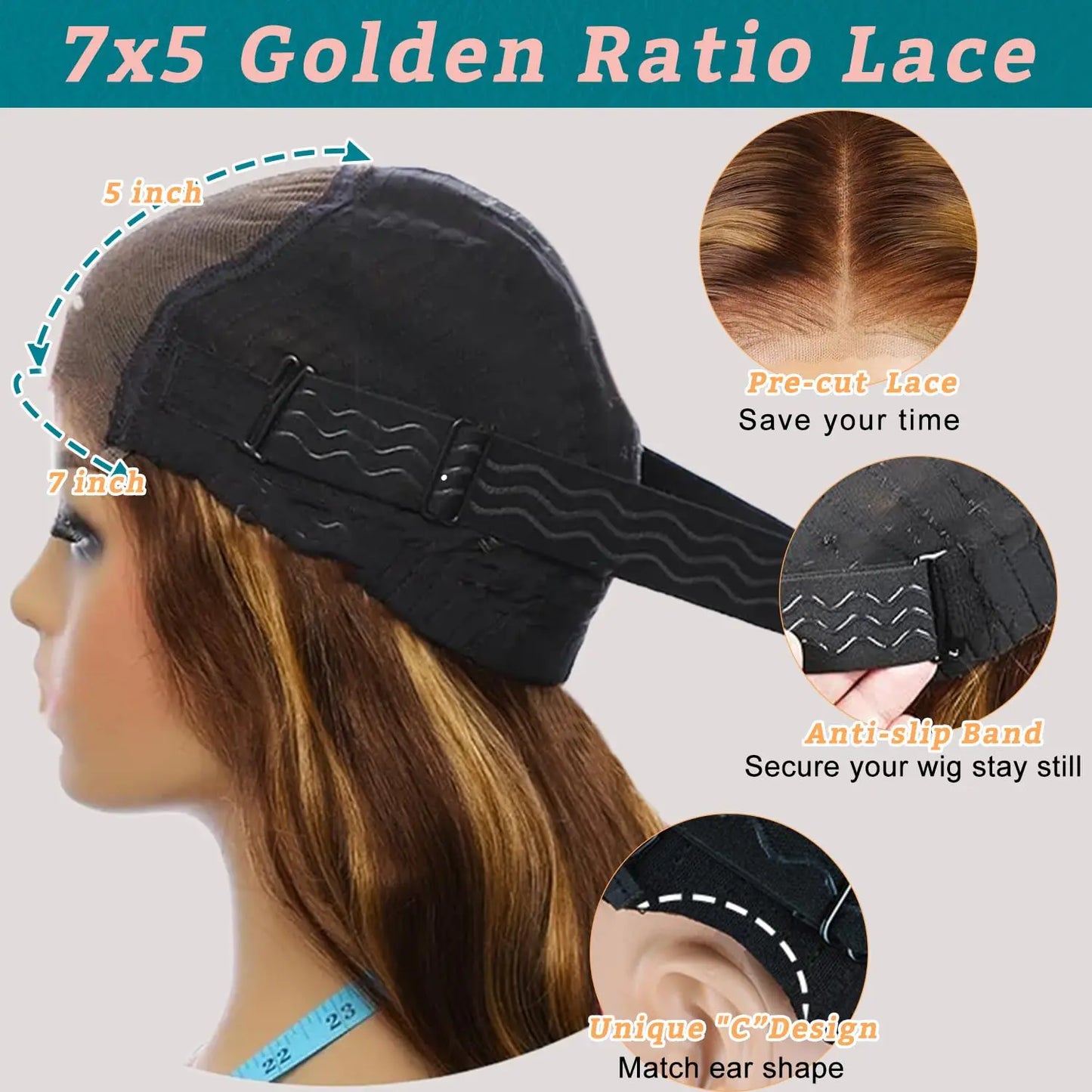 Glueless Highlight Wigs Human Hair 7X5 P4/27 Ombre Body Wave Lace Front Wigs Human Hair Pre Plucked Pre Cut For Black Women